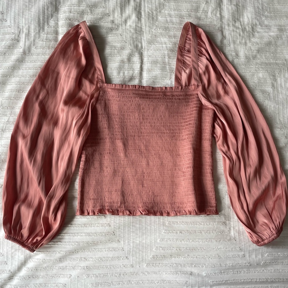 Women’s J. Crew Satin Blush Colored Blouse. Size Medium